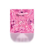 Розовый кубик циркония квадрат принц. - Signity  2,5х2,5  - фото 18919