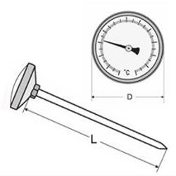 Термометр биметаллический, дл.150 мм