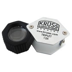 Лупа 15-х  18 мм KRUSS  хром-черная резина шестигранная LU 151-18SGR - фото 10639