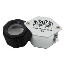Лупа 10-х  18 мм KRUSS  хром-черная резина шестигранная LU 101-18SGR - фото 16403