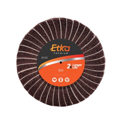 Щетка сатино-лепестковая коричневая Ф100х30х8, 3х2 Р240 ETKA PREMIUM - фото 25376